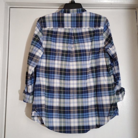 L.L. Bean Blue Plaid Flannel Organic Cotton Shirt, Size S, Pre-Owned - Picture 4 of 7